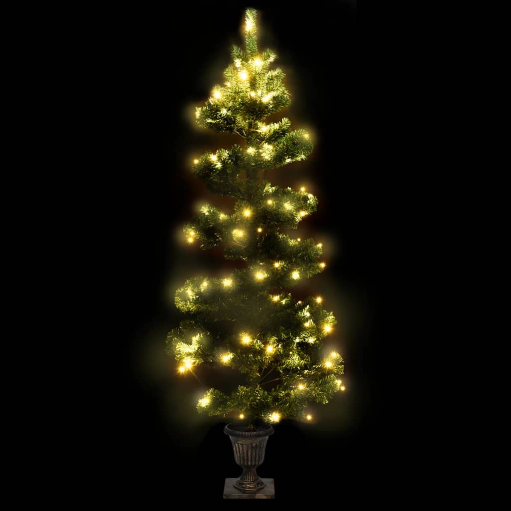 vidaXL Kunstkerstboom met verlichting en pot 120 cm PVC groen