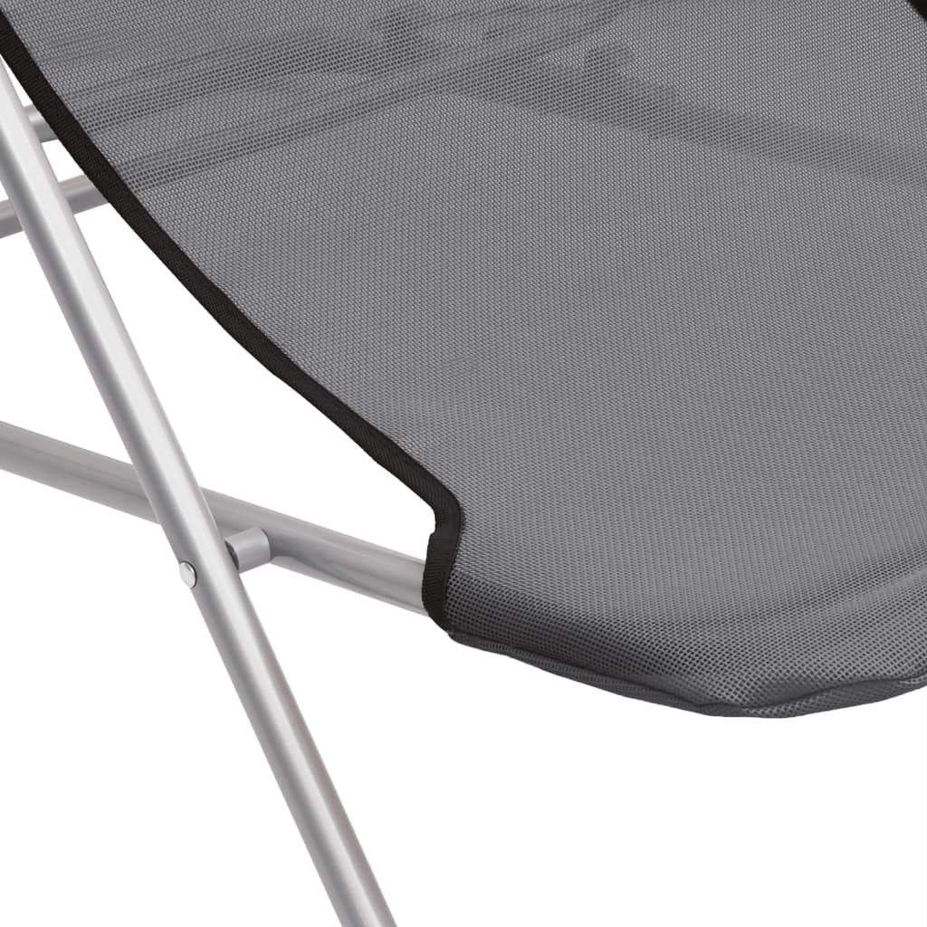 vidaXL Strandstoelen 2 st textileen en gepoedercoat staal grijs