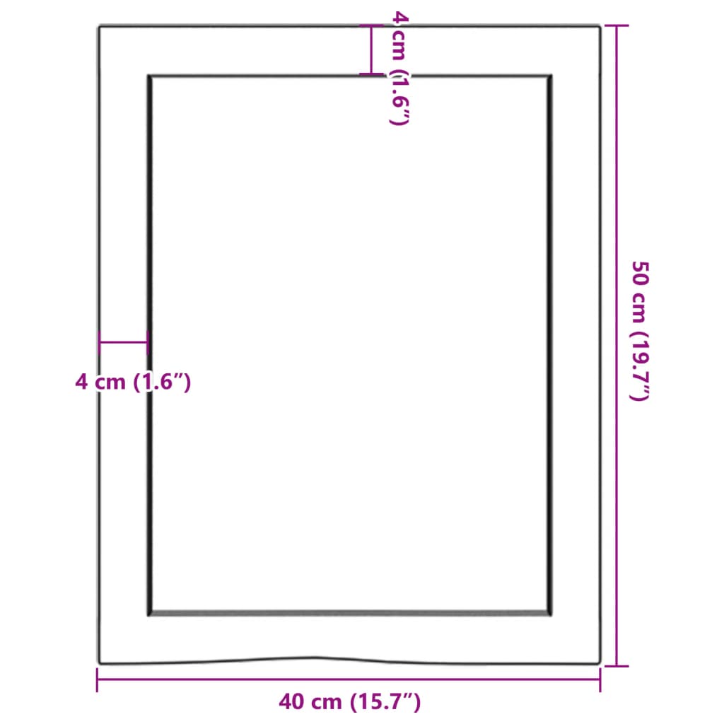 vidaXL Wastafelblad 40x50x(2-6) cm behandeld massief hout lichtbruin