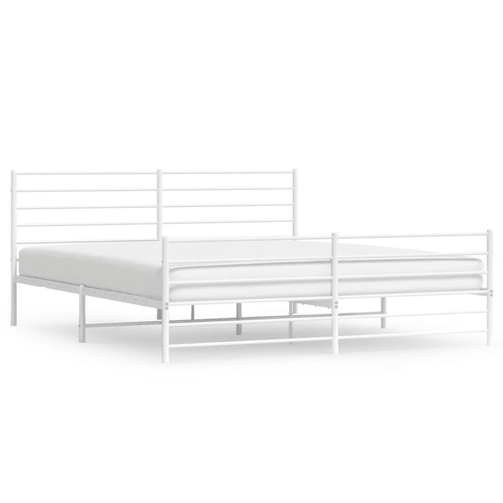 vidaXL Bedframe met hoofd- en voeteneinde metaal wit 200x200 cm