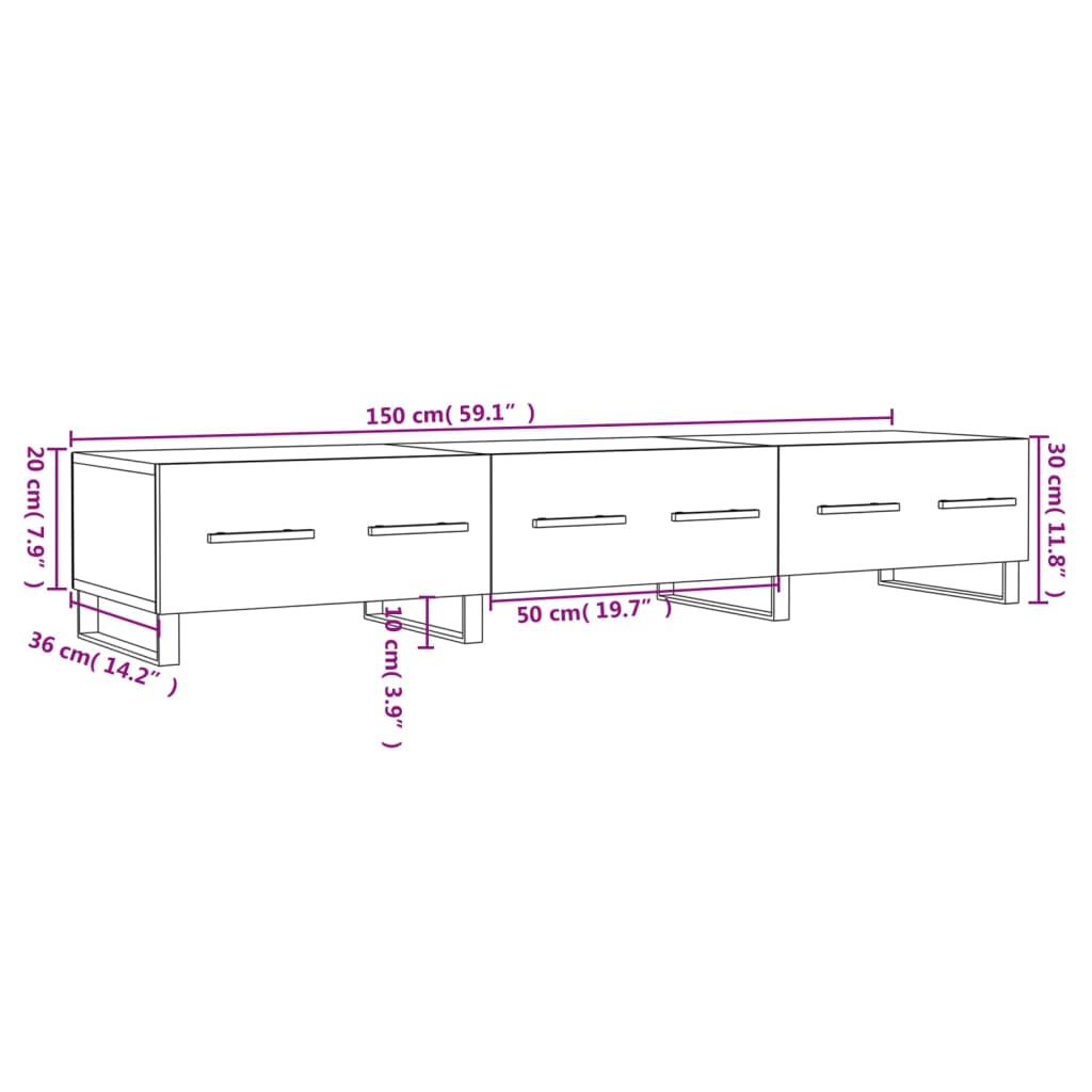 vidaXL Tv-meubel 150x36x30 cm bewerkt hout sonoma eikenkleurig