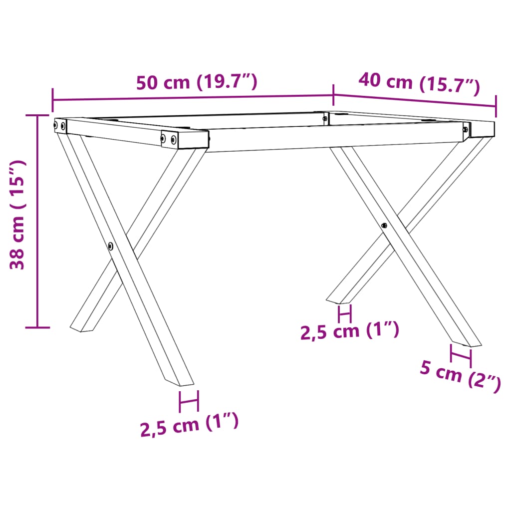 vidaXL Salontafelpoten X-frame 50x40x38 cm gietijzer