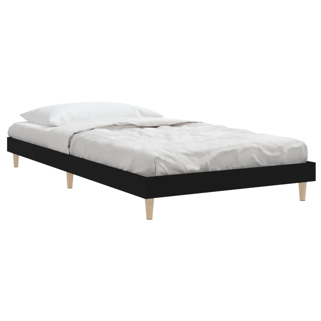 vidaXL Bedframe bewerkt hout zwart 90x190 cm