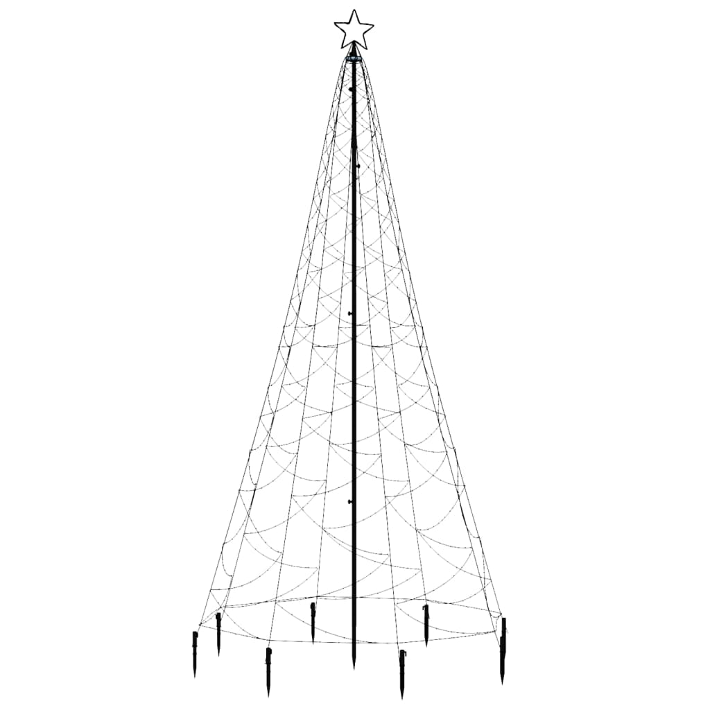 vidaXL Kerstboom met metalen paal en 500 blauwe LED's 3 m