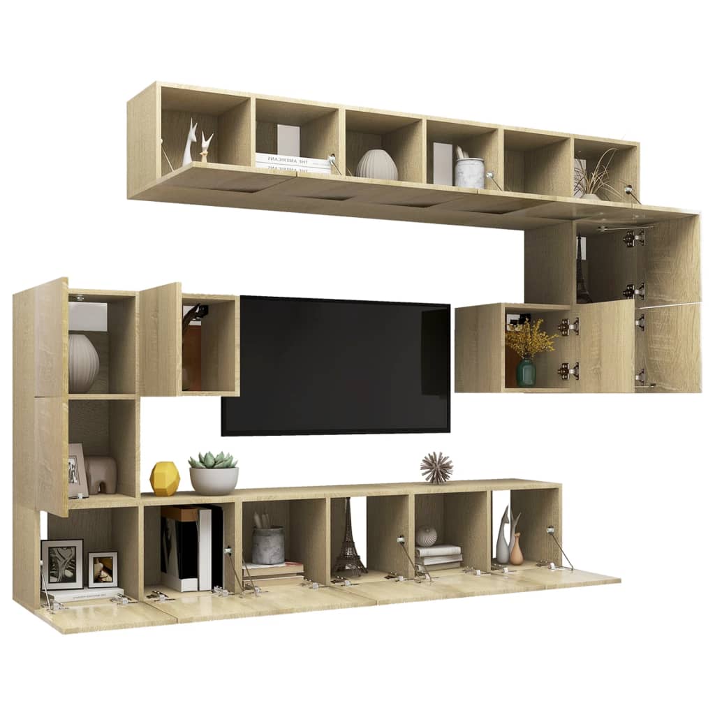 vidaXL 10-delige Tv-meubelset bewerkt hout sonoma eikenkleurig