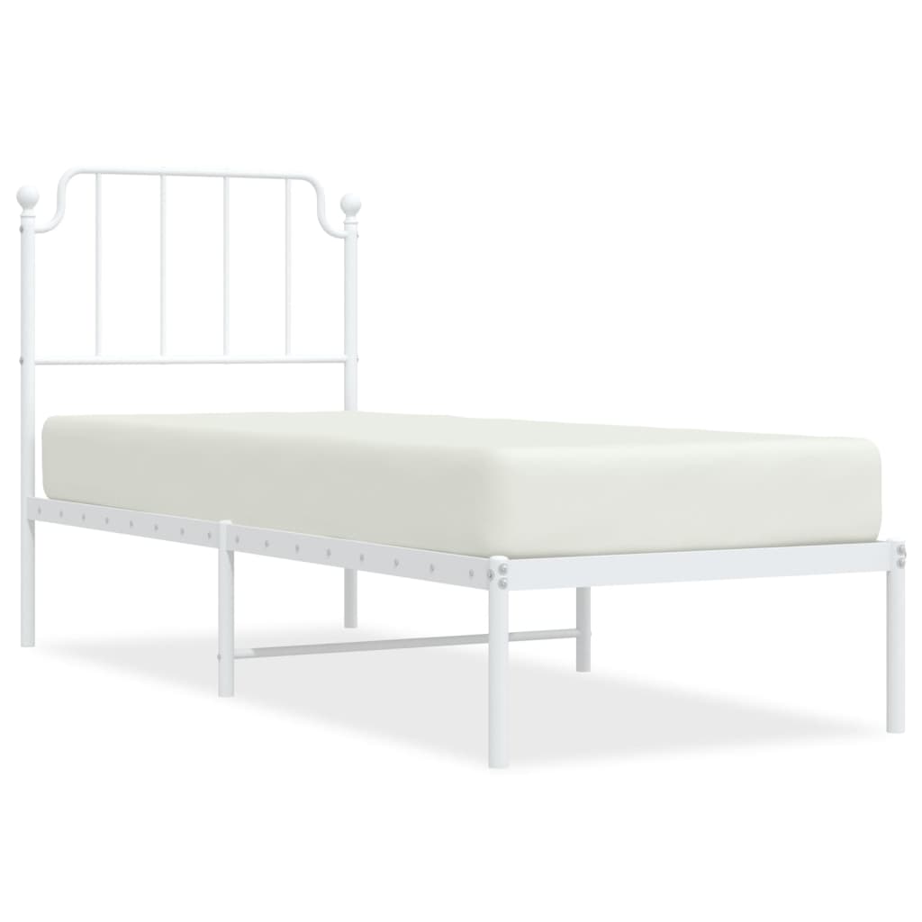 vidaXL Bedframe met hoofdbord metaal wit 75 x 190 cm