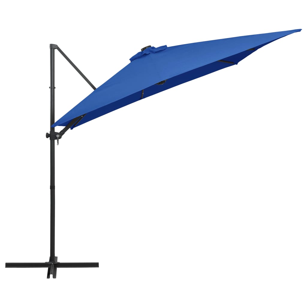 vidaXL Zweefparasol met LED en stalen paal 250x250 cm azuurblauw