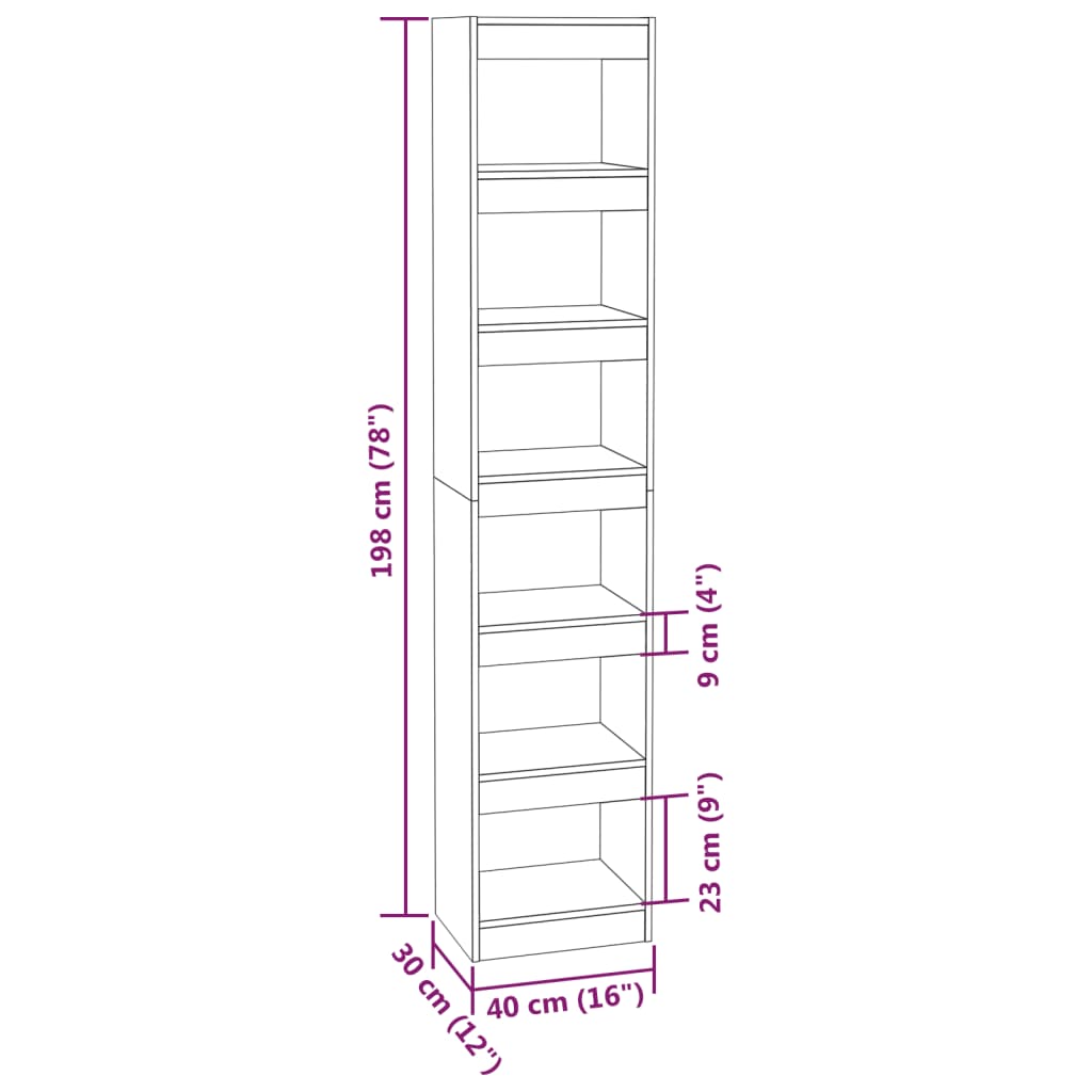 vidaXL Boekenkast/kamerscherm 40x30x198 cm grijs sonoma eikenkleurig