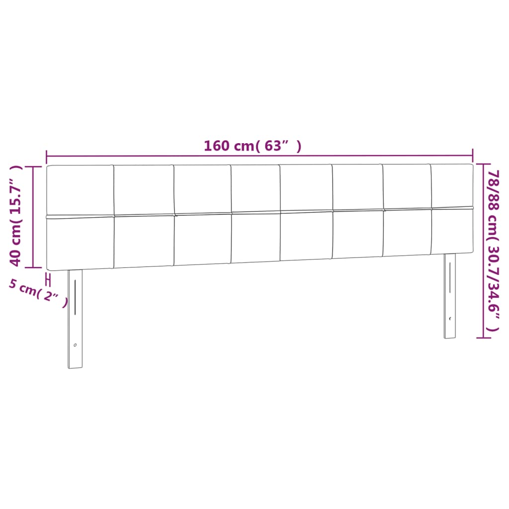 vidaXL Hoofdborden 2 st 80x5x78/88 cm stof lichtgrijs