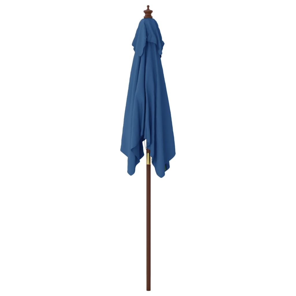 vidaXL Parasol met houten paal 198x198x231 cm azuurblauw