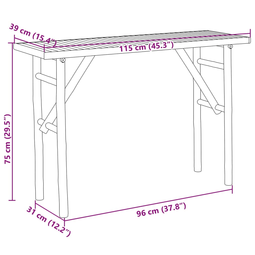 vidaXL Wandtafel 115x39x75 cm bamboe