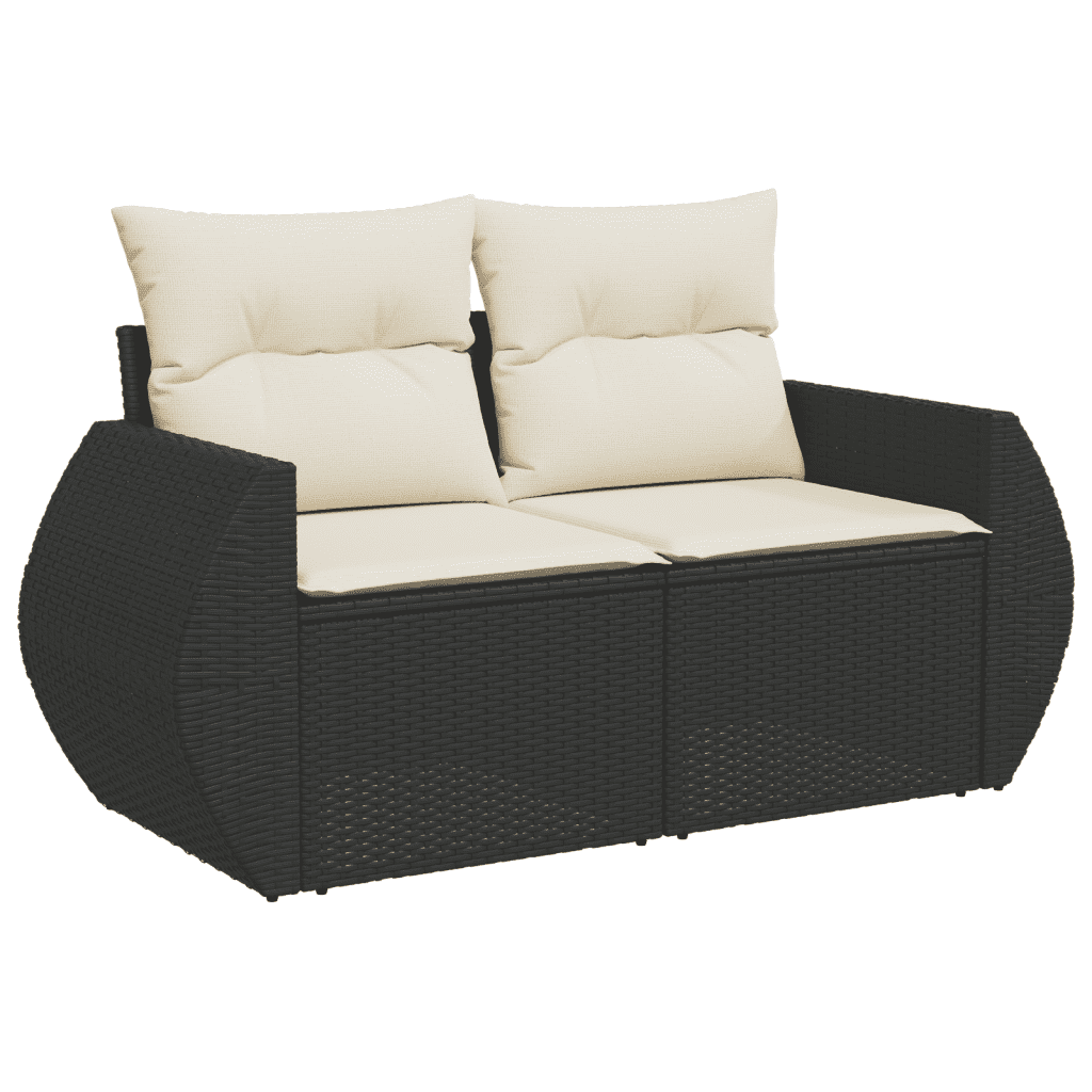 vidaXL 6-delige Loungeset met kussens poly rattan zwart