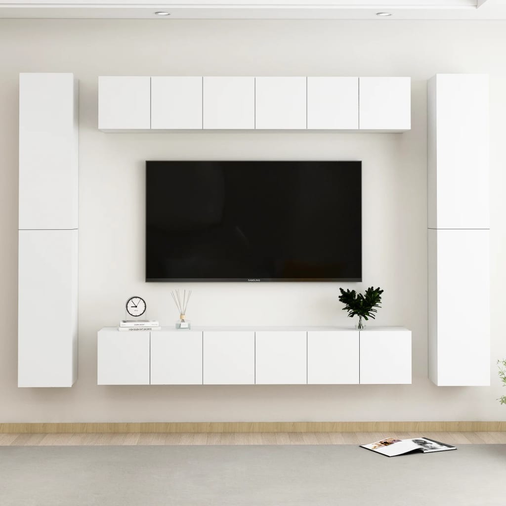 vidaXL 10-delige Tv-meubelset bewerkt hout wit
