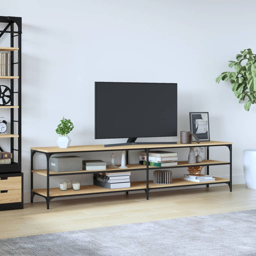 vidaXL Tv-meubel 200x30x50 cm bewerkt hout metaal sonoma eikenkleurig