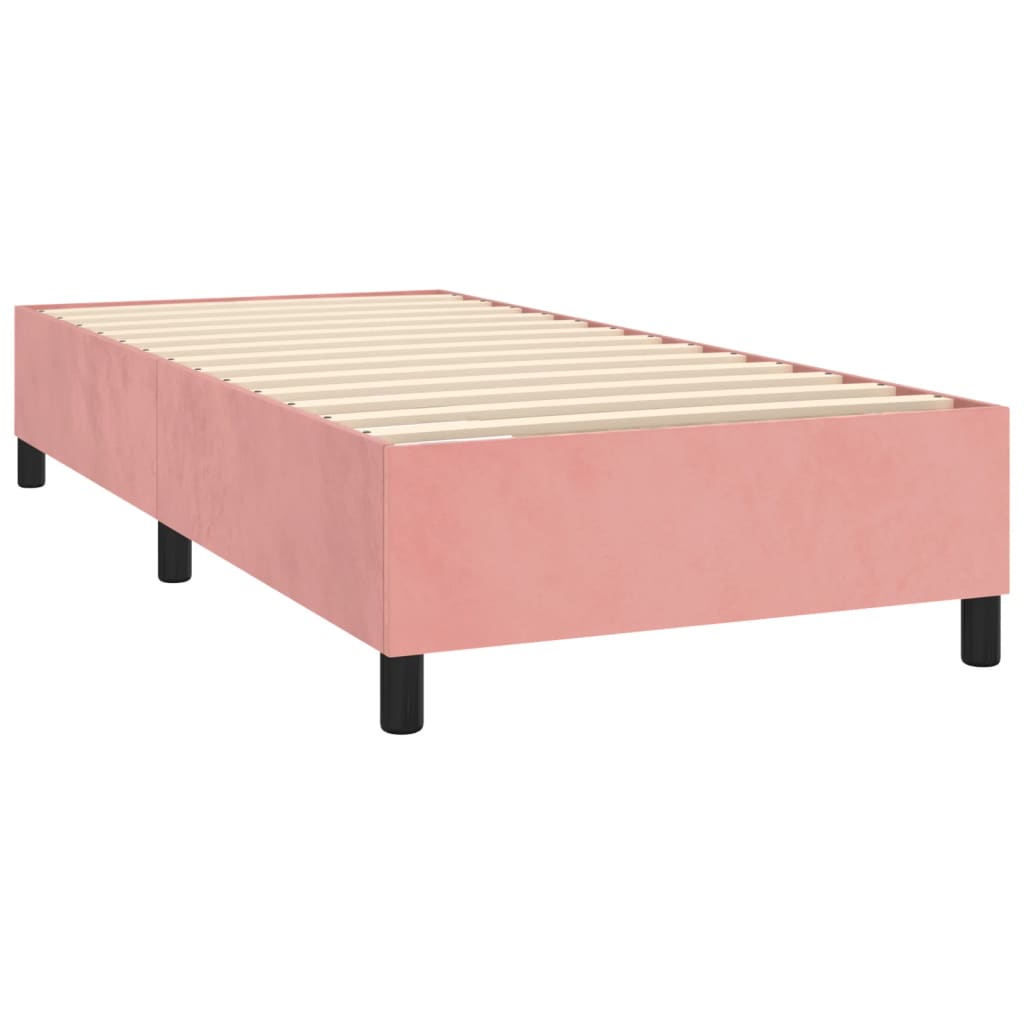 vidaXL Boxspring met matras fluweel roze 80x200 cm