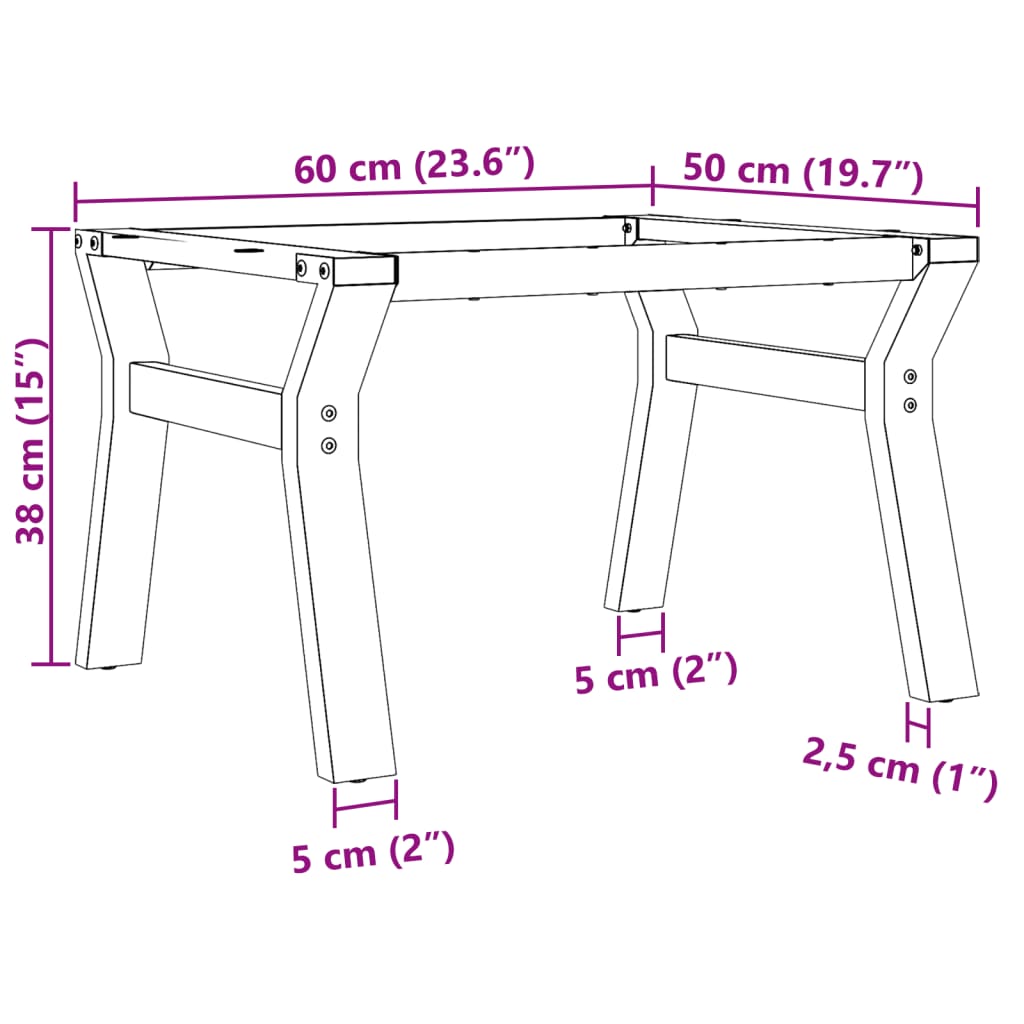 vidaXL Salontafelpoten Y-frame 60x50x38 cm gietijzer