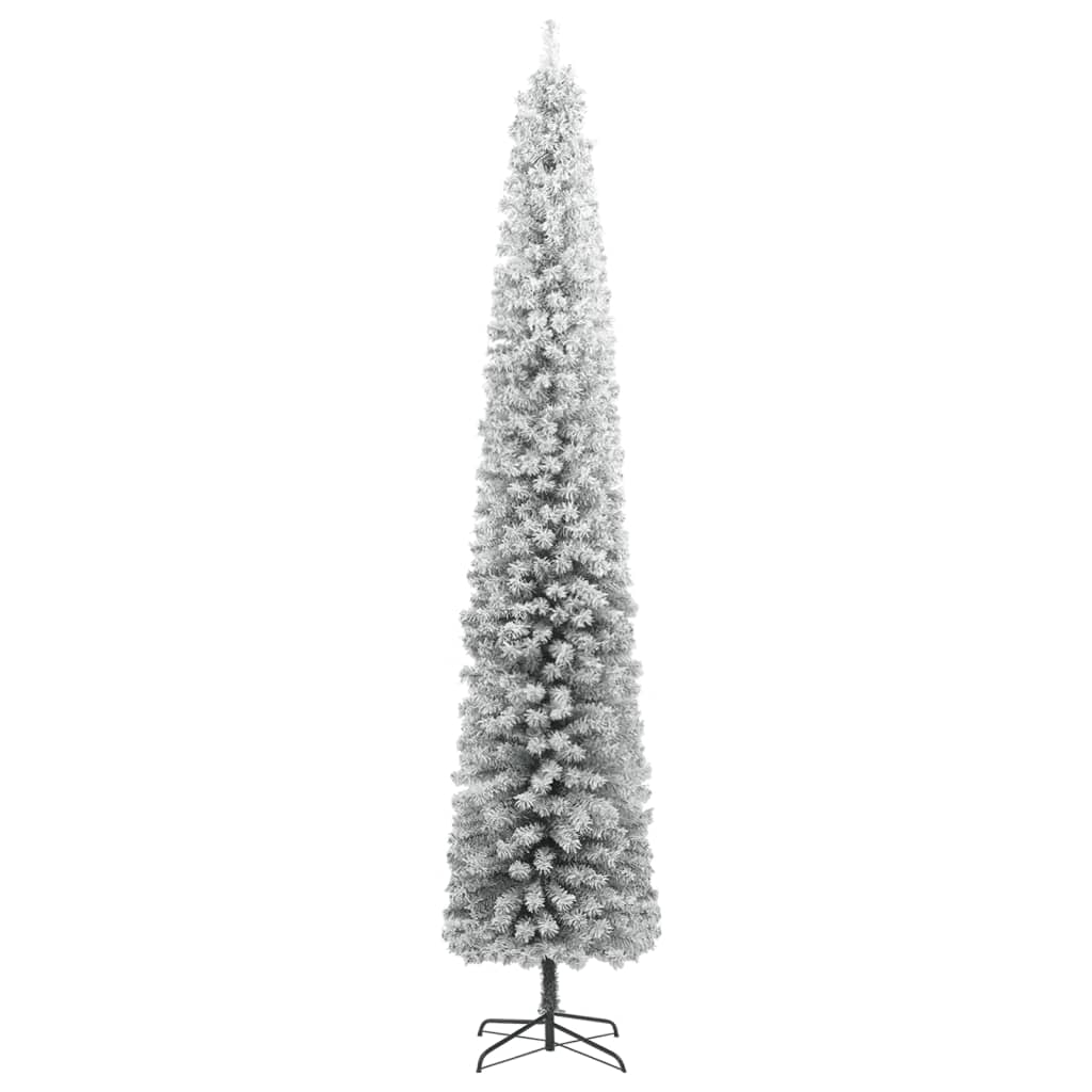 vidaXL Kunstkerstboom smal met standaard en sneeuw 300 cm PVC