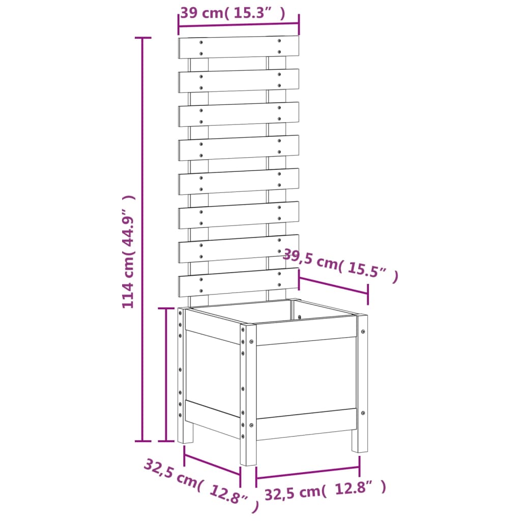 vidaXL Plantenbak met rek 39x39,5x114 cm massief grenenhout