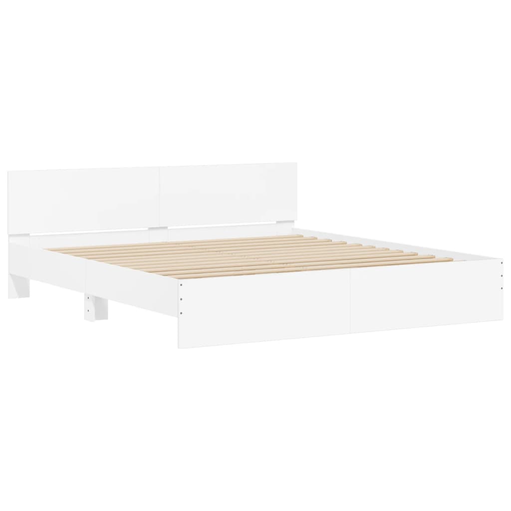 vidaXL Bedframe met hoofdeinde wit 200x200 cm