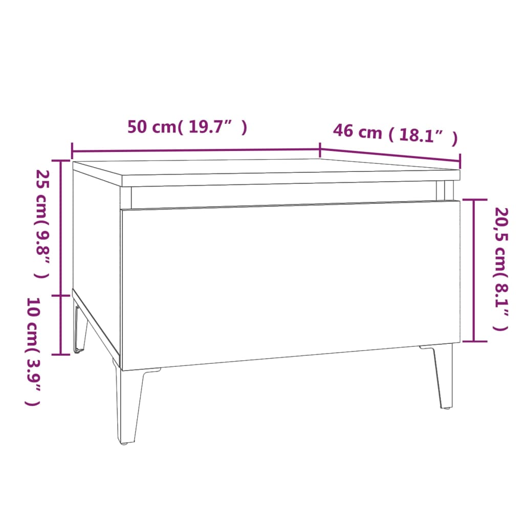 vidaXL Bijzettafels 2 st 50x46x35 cm bewerkt hout gerookt eikenkleurig