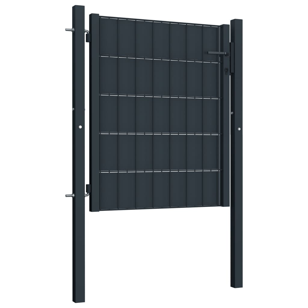 vidaXL Poort 100x101 cm PVC en staal antracietkleurig