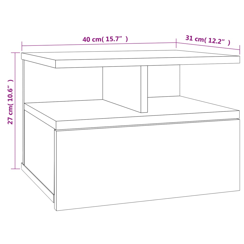 vidaXL Nachtkastjes 2 st zwevend 40x31x27 cm hout gerookt eikenkleurig