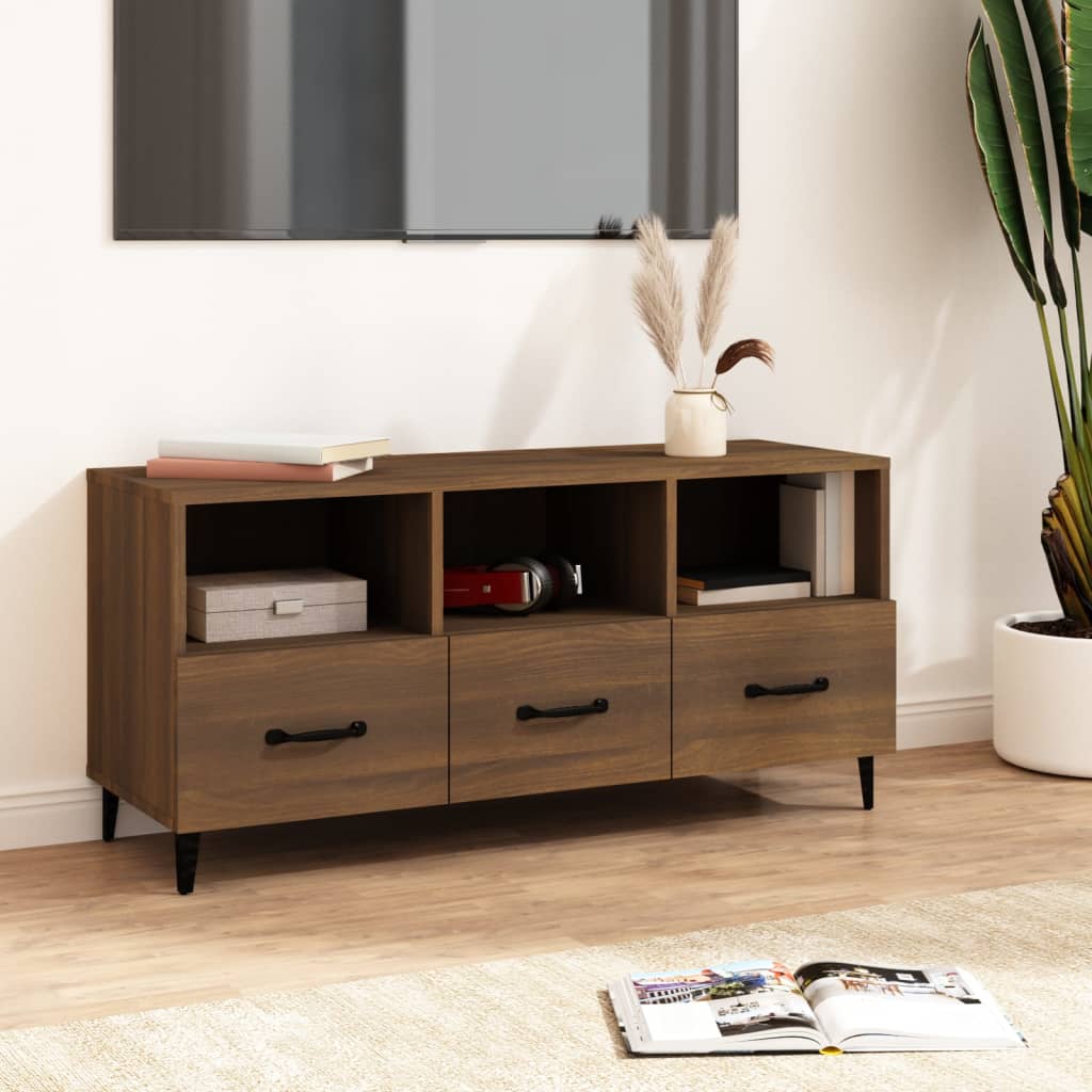 vidaXL Tv-meubel 102x35x50 cm bewerkt hout bruin eikenkleur
