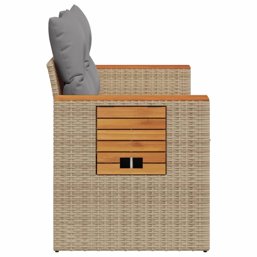 vidaXL Tuinbank 2-zits met kussens poly rattan beige