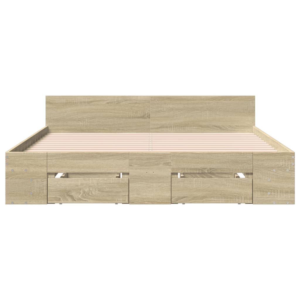 vidaXL Bedframe met lades bewerkt hout sonoma eikenkleurig 160x200 cm