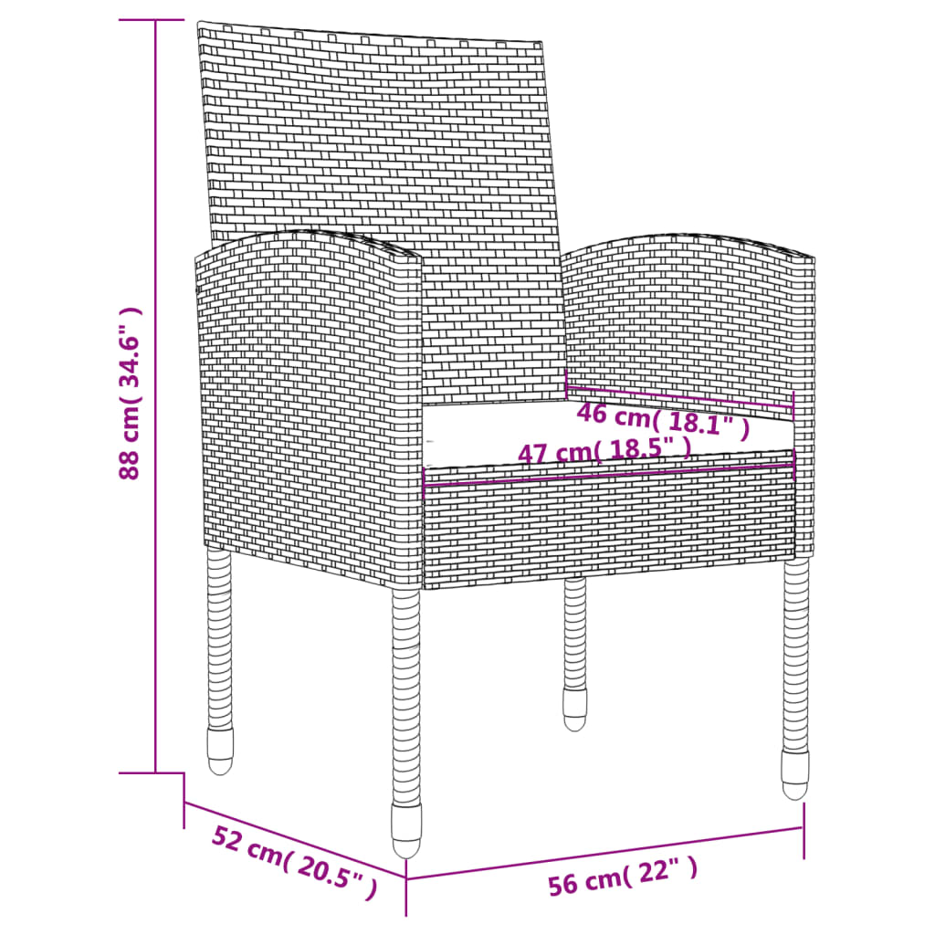 vidaXL 9-delige Tuinset poly rattan en staal zwart