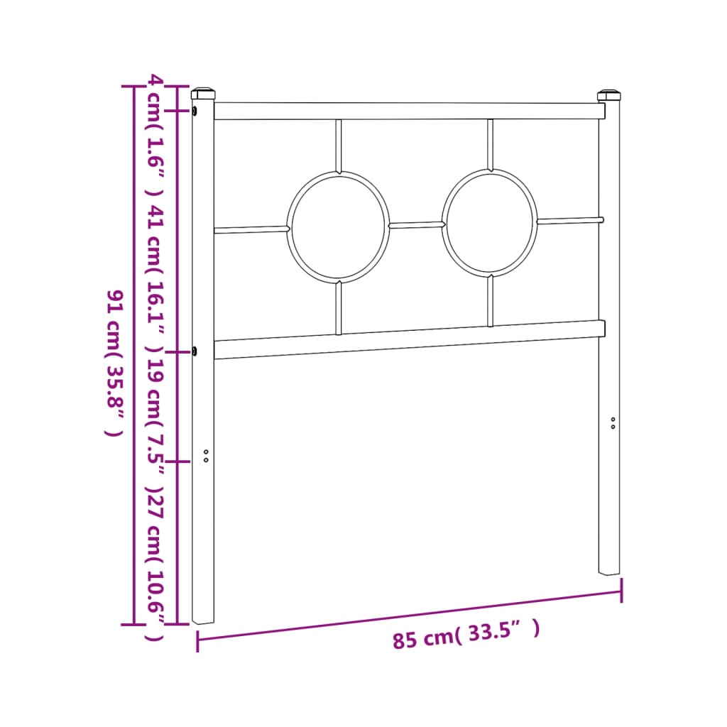 vidaXL Hoofdbord 80 cm metaal wit