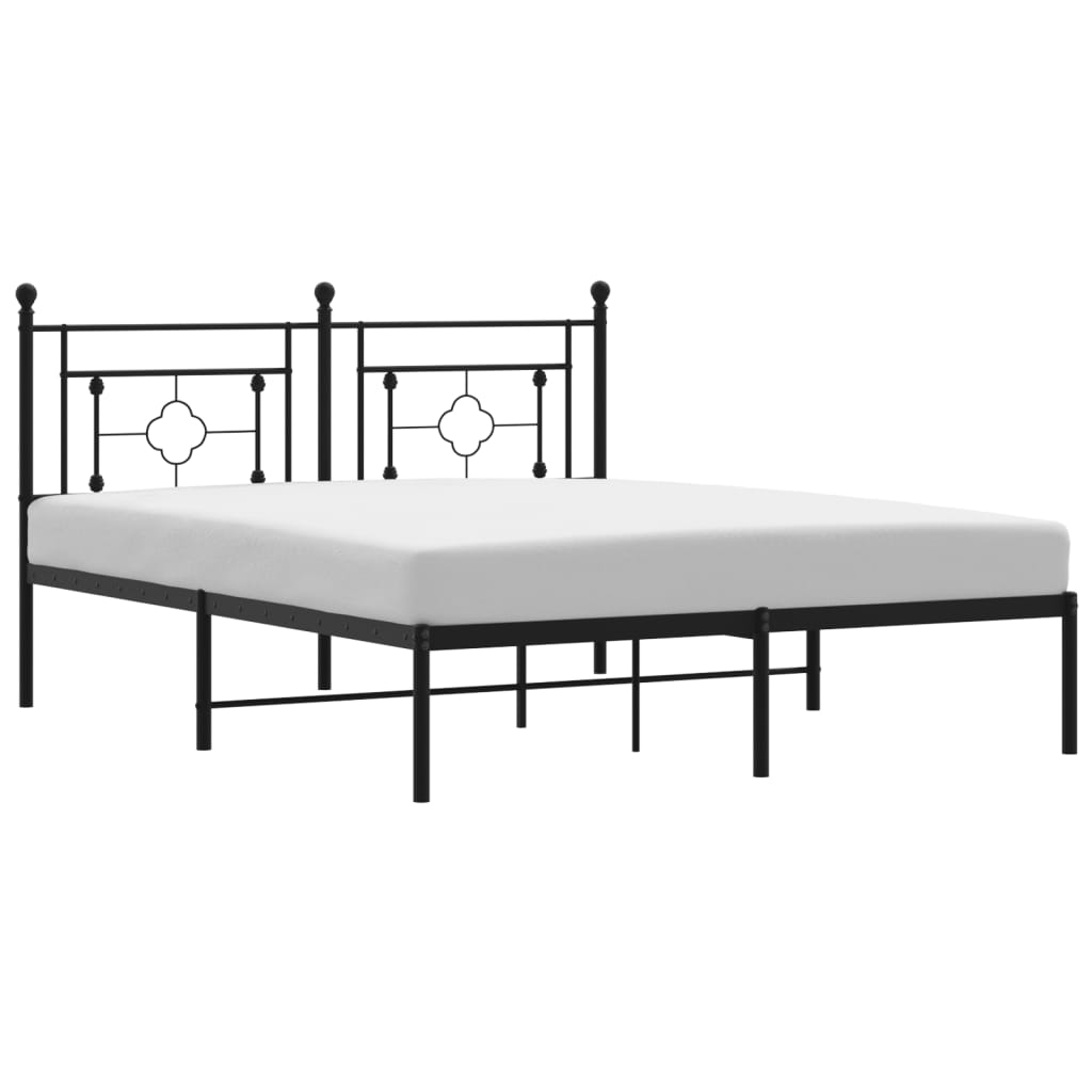 vidaXL Bedframe met hoofdbord metaal zwart 150x200 cm