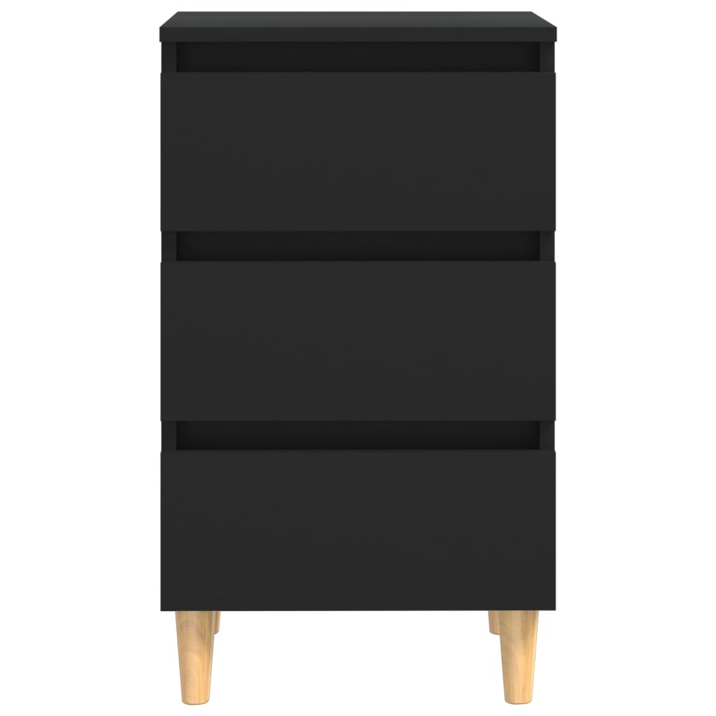 vidaXL Nachtkastjes 2 st met massief houten poten 40x35x69 cm zwart