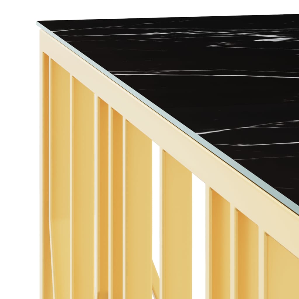 vidaXL Salontafel 100x100x50 cm roestvrij staal en glas goudkleurig