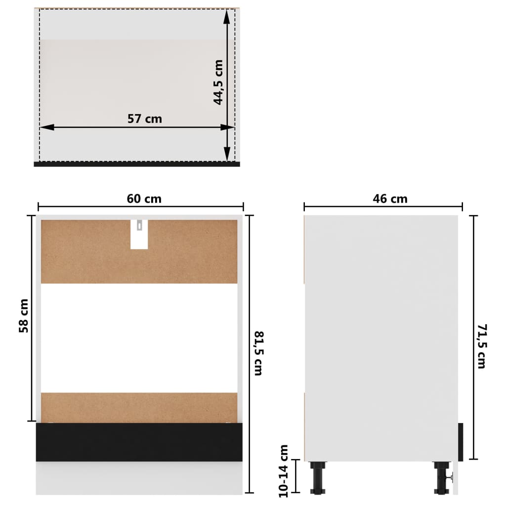 vidaXL Ovenkast 60x46x81,5 cm bewerkt hout zwart