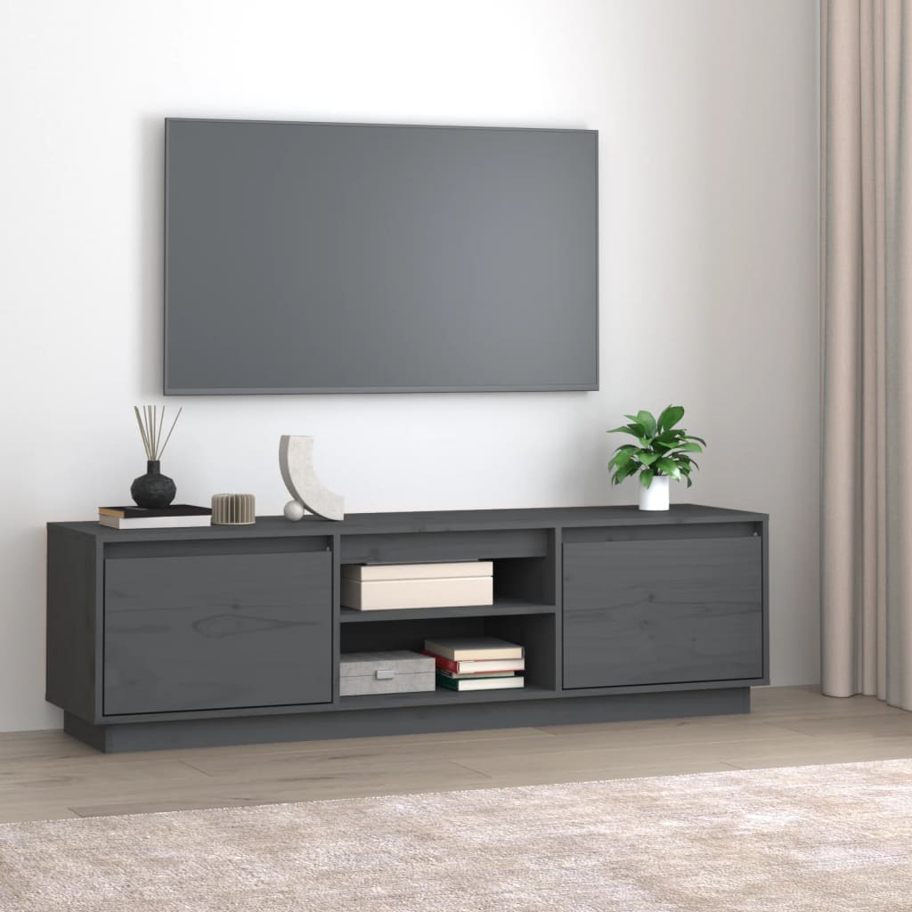 vidaXL Tv-meubel 140x35x40 cm massief grenenhout grijs