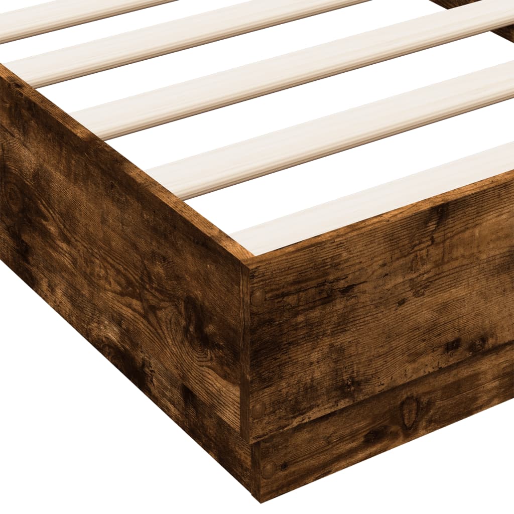 vidaXL Bedframe zonder matras hout gerookt eikenkleurig 75x190 cm