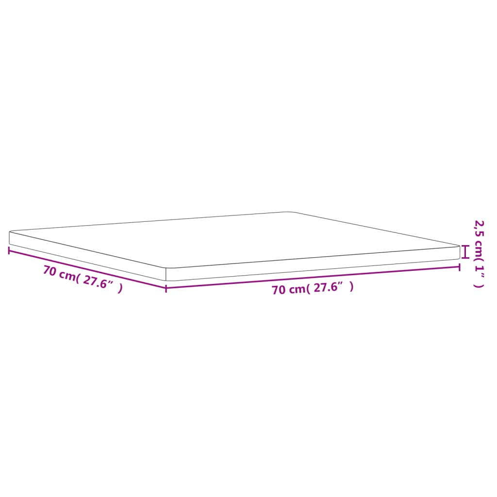 vidaXL Tafelblad vierkant 70x70x2,5 cm massief beukenhout