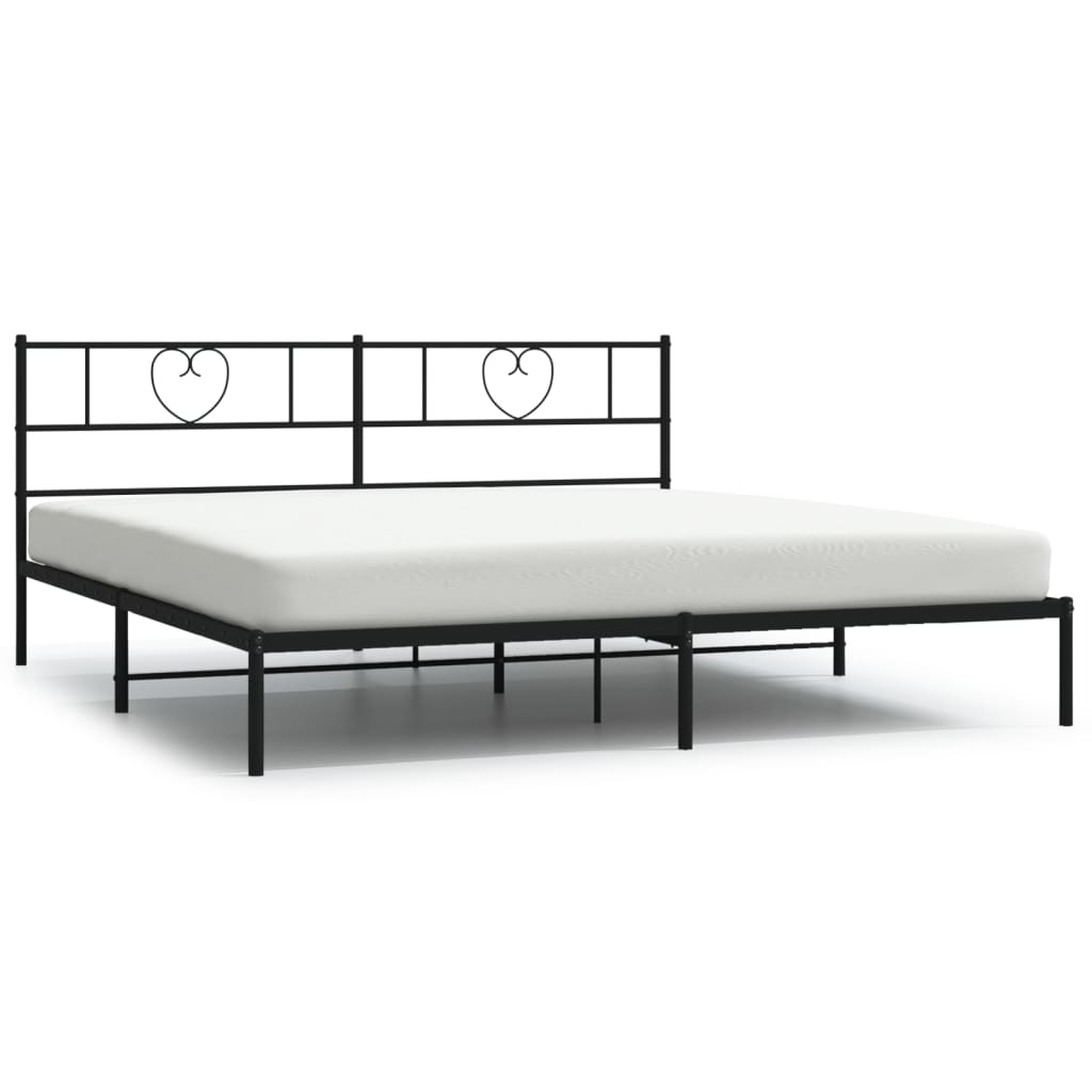 vidaXL Bedframe met hoofdbord metaal zwart 193x203 cm