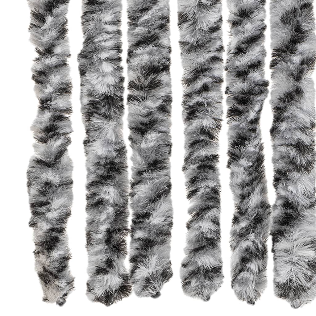 vidaXL Vliegengordijn 100x220 cm chenille grijs en zwart-wit
