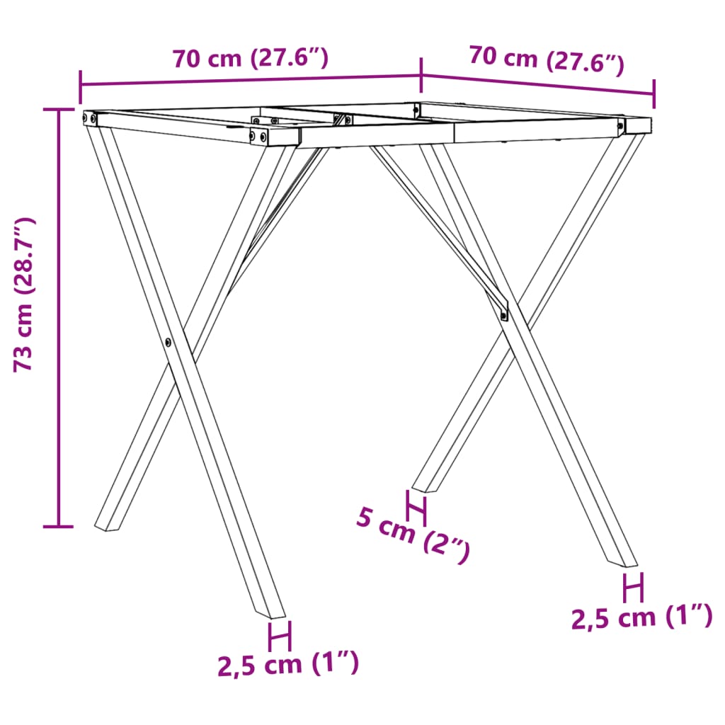 vidaXL Eettafelpoten X-frame 70x70x73 cm gietijzer