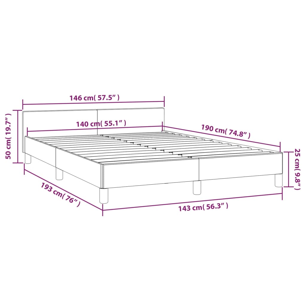 vidaXL Bedframe zonder matras stof donkerbruin 140x190 cm