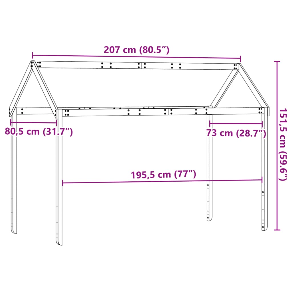 vidaXL Kinderbedhuisje 207x80,5x151,5 cm massief grenenhout