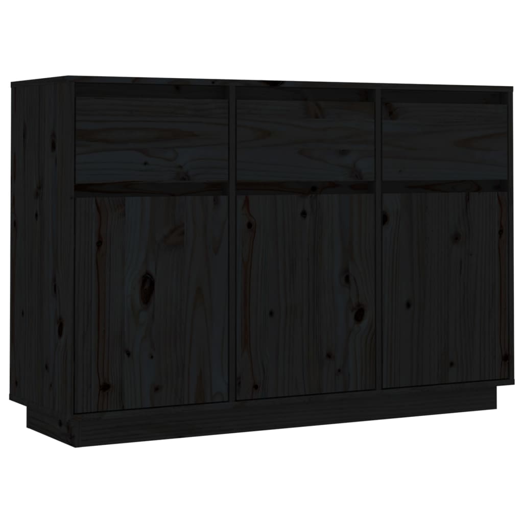 vidaXL Dressoir 110x34x75 cm massief grenenhout zwart