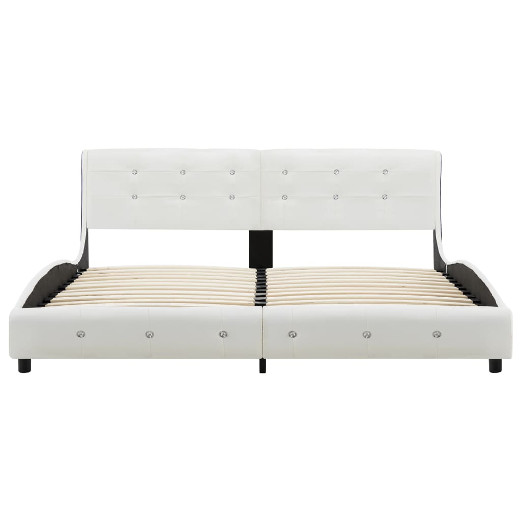 vidaXL Bed met matras kunstleer wit 180x200 cm