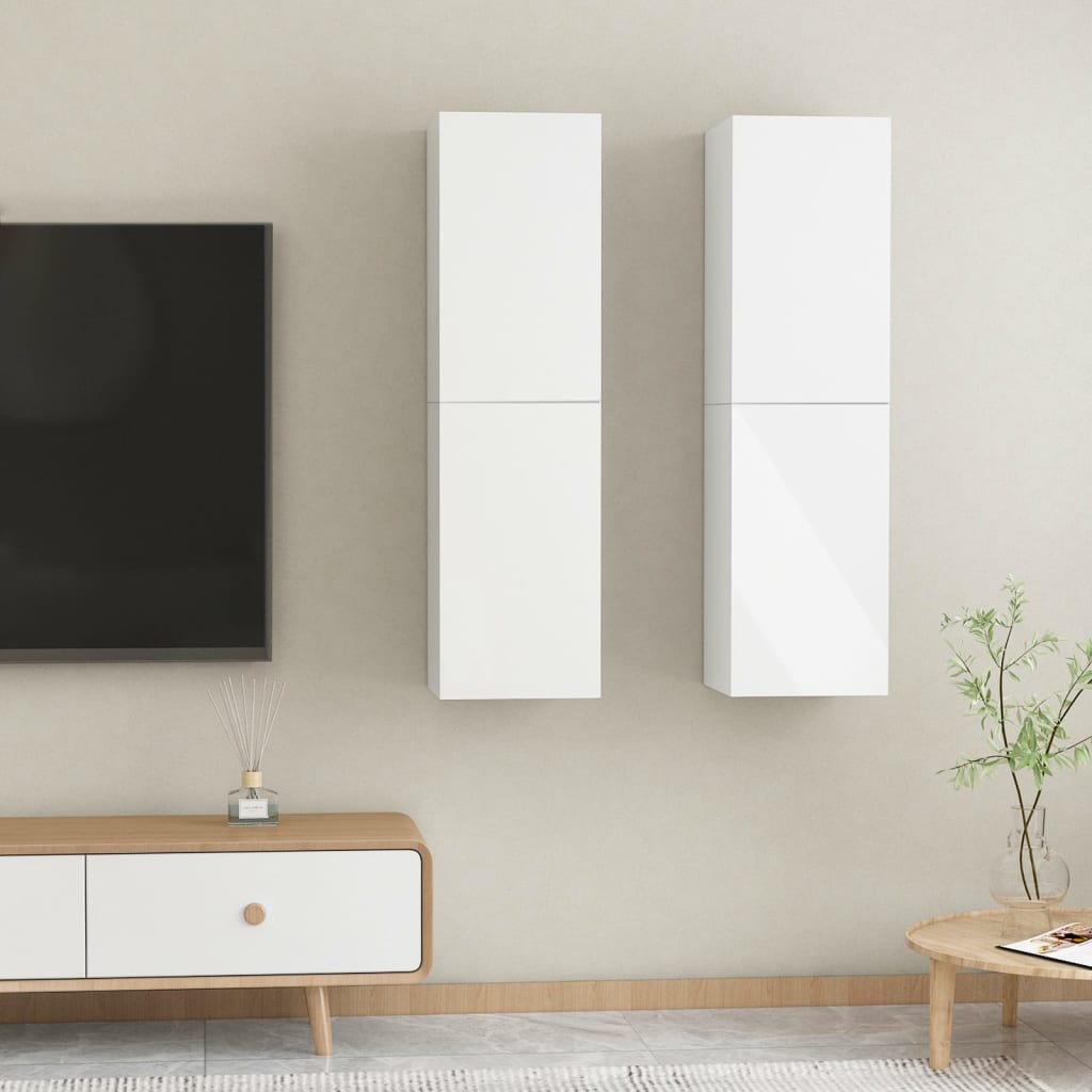 vidaXL Tv-meubels 2 st 30,5x30x110 cm bewerkt hout hoogglans wit