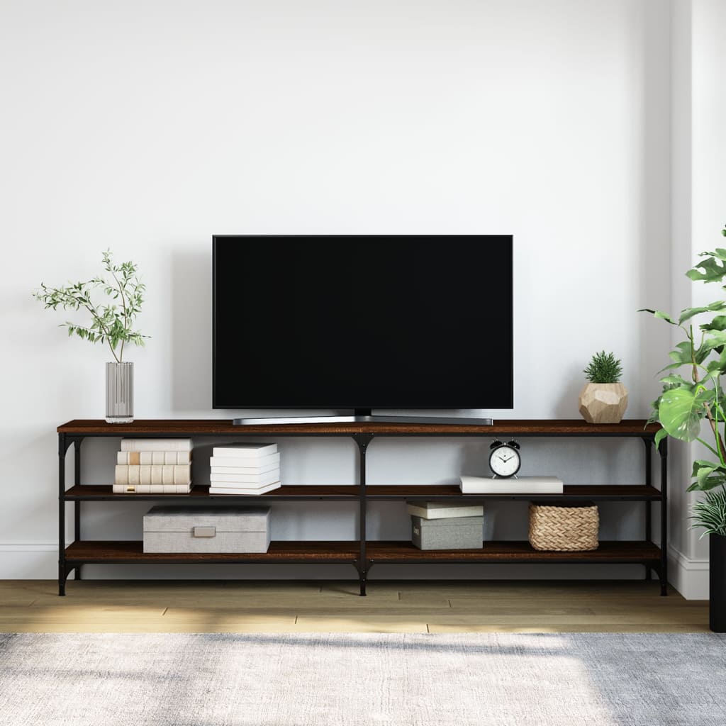 vidaXL Tv-meubel 180x30x50 cm bewerkt hout metaal bruin eikenkleur