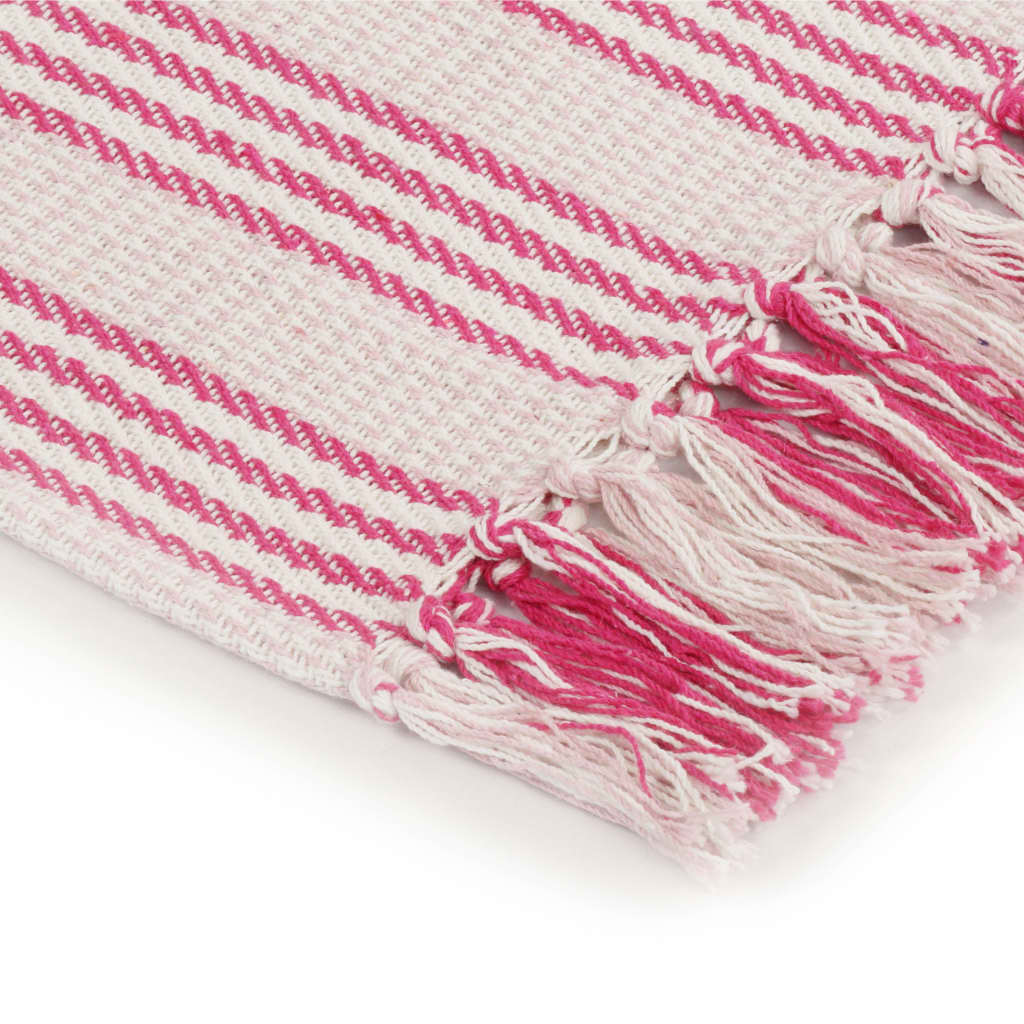 vidaXL Plaid strepen 125x150 cm katoen roze en wit