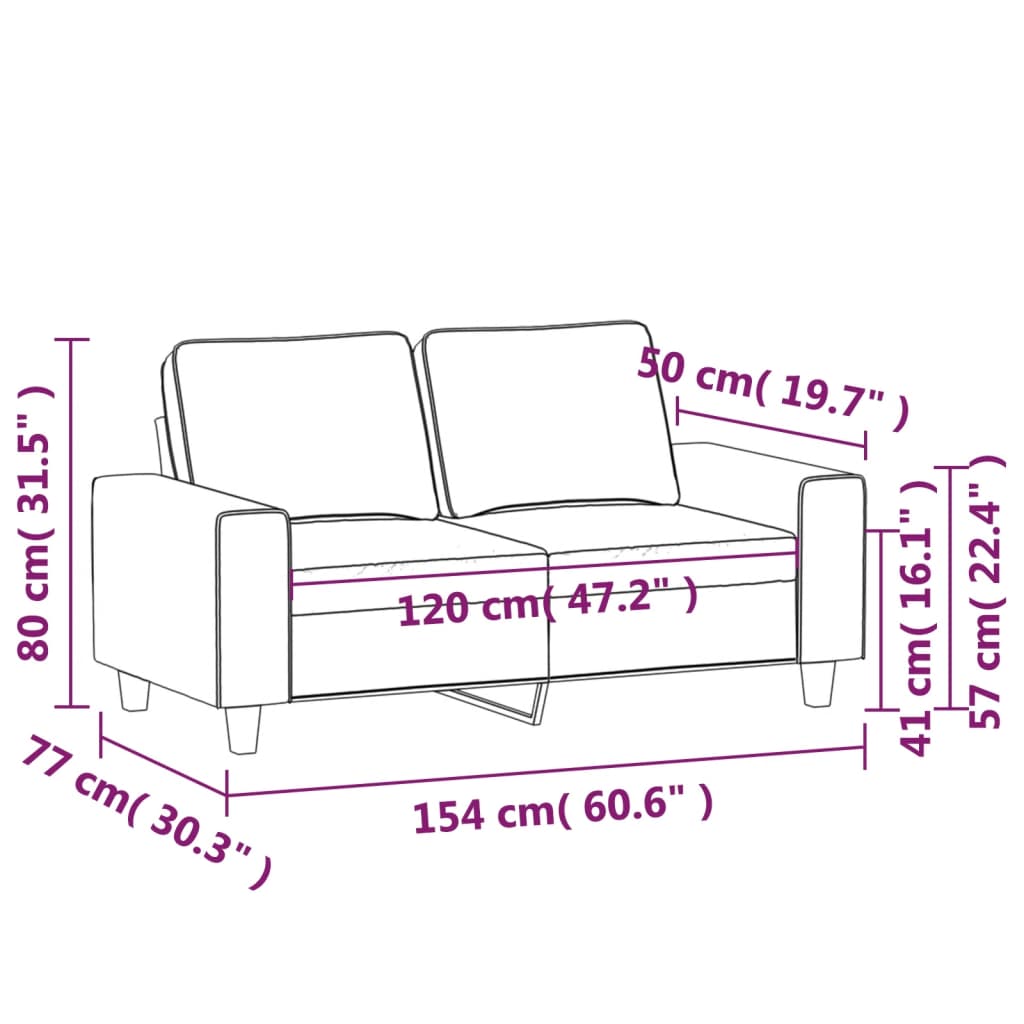 vidaXL Tweezitsbank 120 cm stof lichtgeel