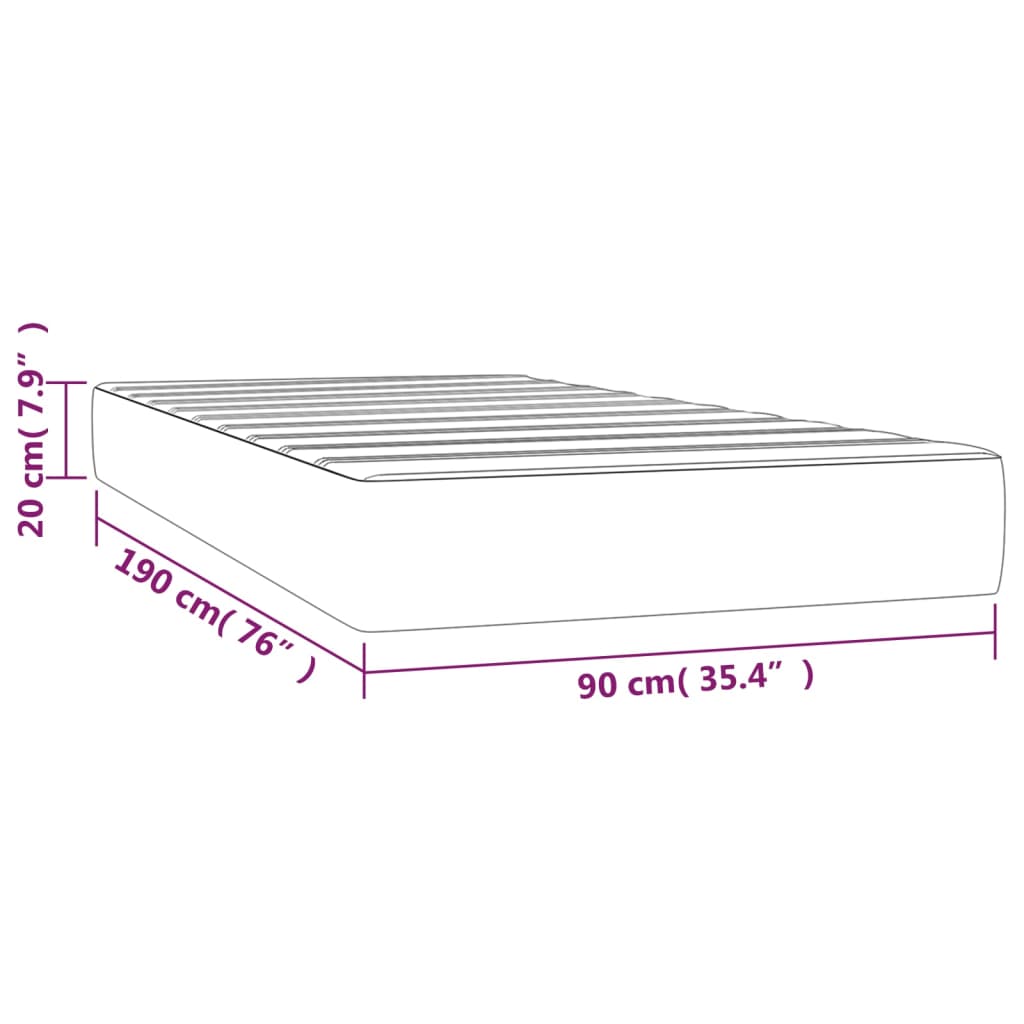 vidaXL Pocketveringmatras 90x190x20 cm stof donkergrijs